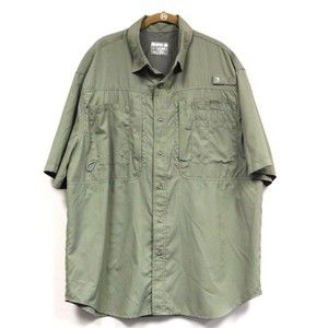 Reel Legends Saltwater Olive Green Men's Shirt Size Large